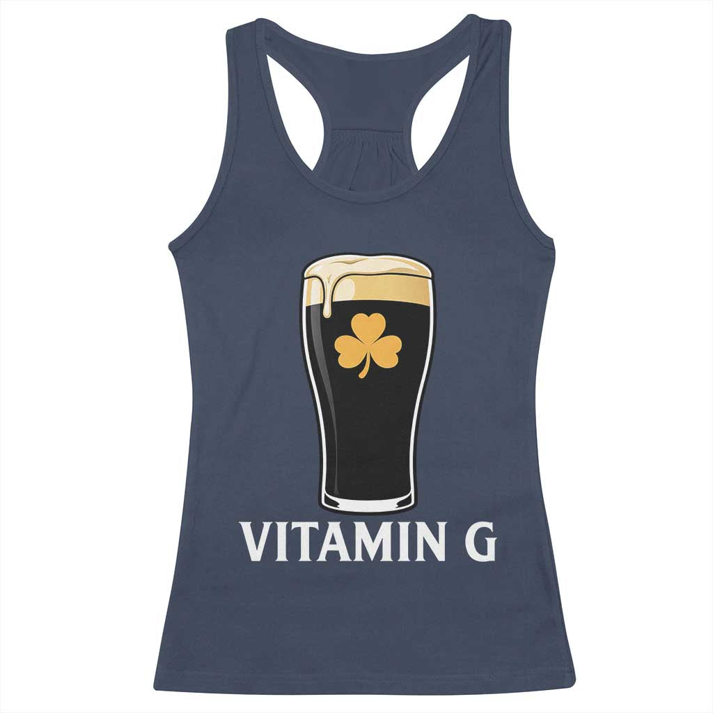 Vitamin G Funny Irish Stout Beer Racerback Tank Top St. Patrick’s Day Drinking Humor TS02 Navy Print Your Wear