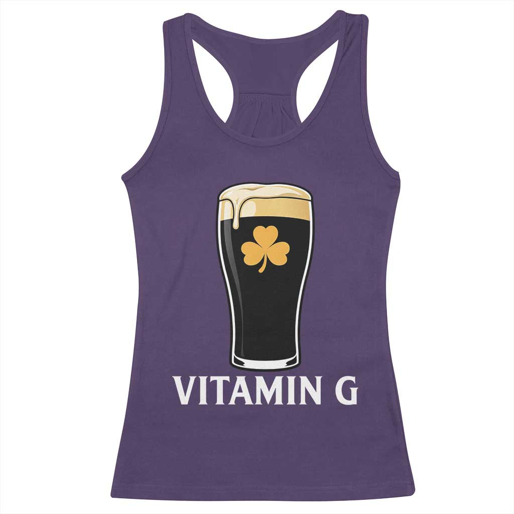 Vitamin G Funny Irish Stout Beer Racerback Tank Top St. Patrick’s Day Drinking Humor TS02 Purple Print Your Wear