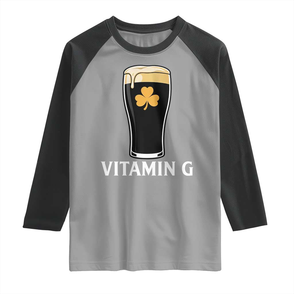Vitamin G Funny Irish Stout Beer Raglan Shirt St. Patrick’s Day Drinking Humor TS02 Sport Gray Black Print Your Wear