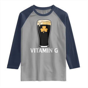 Vitamin G Funny Irish Stout Beer Raglan Shirt St. Patrick’s Day Drinking Humor TS02 Sport Gray Navy Print Your Wear