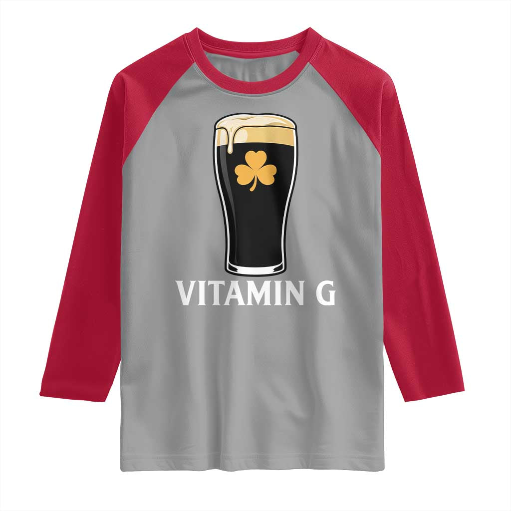 Vitamin G Funny Irish Stout Beer Raglan Shirt St. Patrick’s Day Drinking Humor TS02 Sport Gray Red Print Your Wear