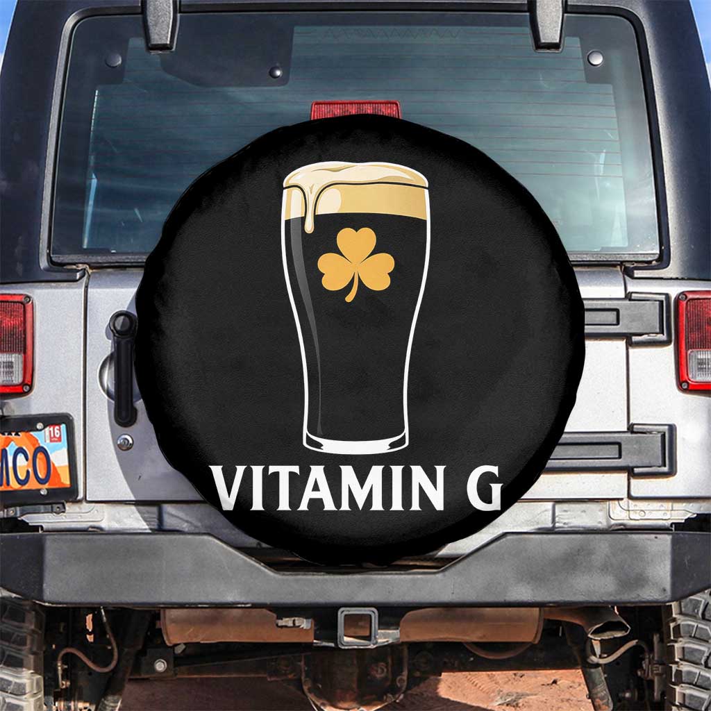 Vitamin G Funny Irish Stout Beer Spare Tire Cover St. Patrick’s Day Drinking Humor TS02 No hole Black Print Your Wear