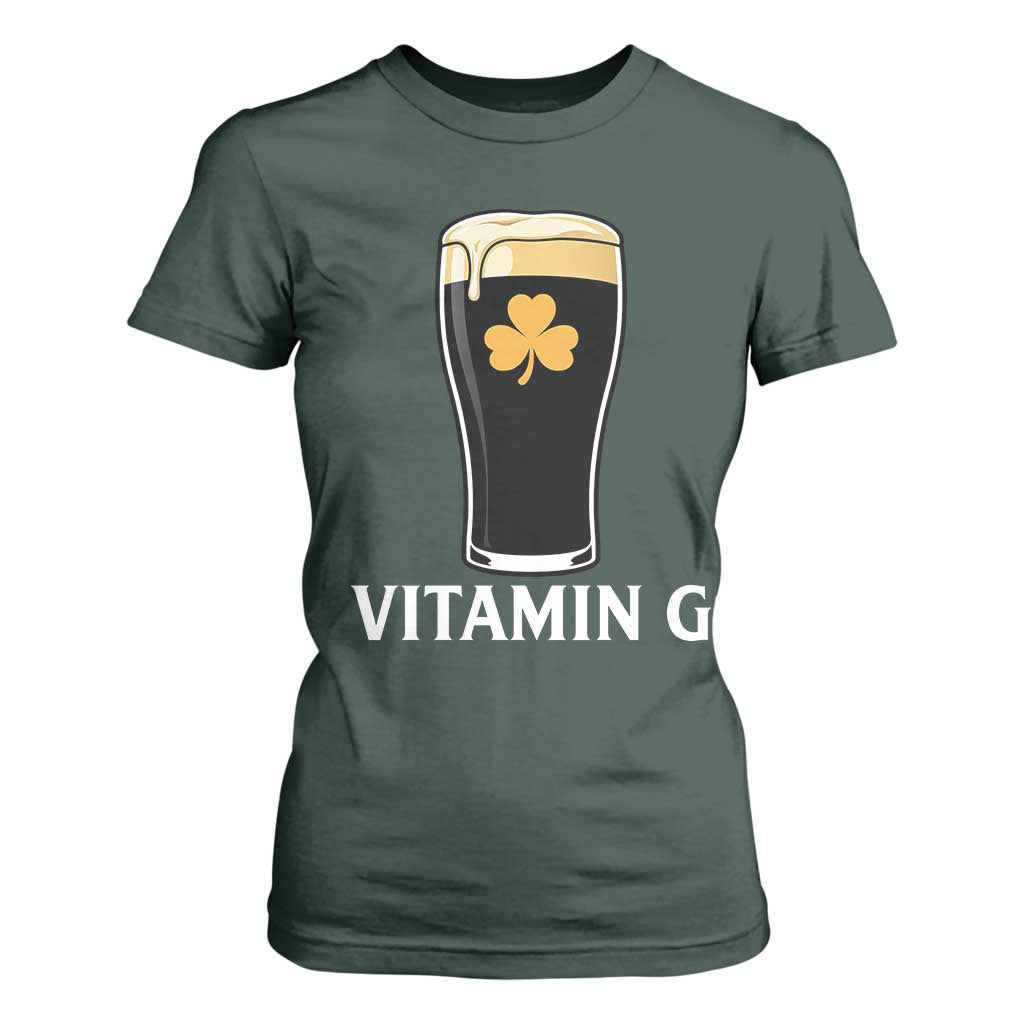 Vitamin G Funny Irish Stout Beer T Shirt For Women St. Patrick’s Day Drinking Humor TS02 Dark Forest Green Print Your Wear