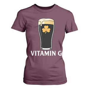 Vitamin G Funny Irish Stout Beer T Shirt For Women St. Patrick’s Day Drinking Humor TS02 Maroon Print Your Wear