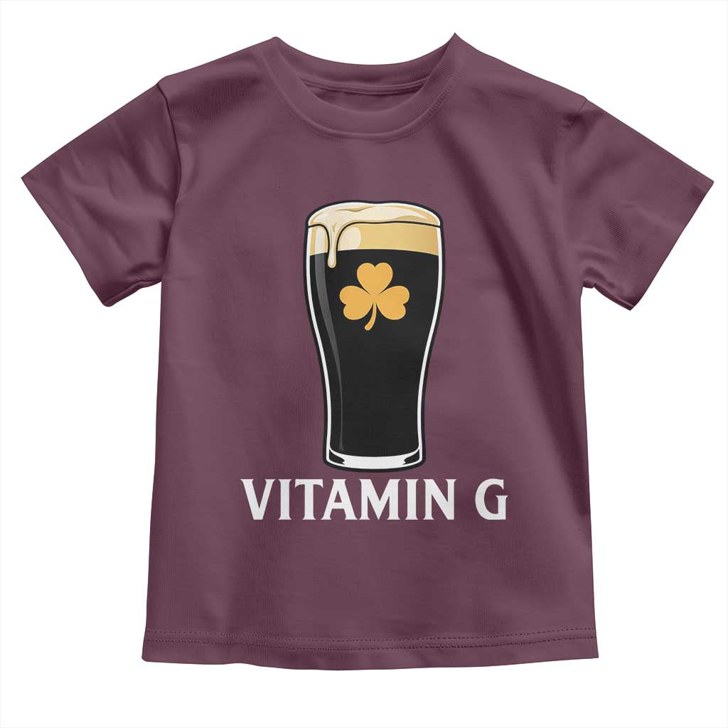 Vitamin G Funny Irish Stout Beer Toddler T Shirt St. Patrick’s Day Drinking Humor TS02 Maroon Print Your Wear