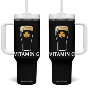 Vitamin G Funny Irish Stout Beer Tumbler With Handle St. Patrick’s Day Drinking Humor TS02 One Size: 40 oz Black Print Your Wear