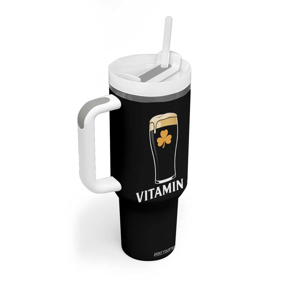 Vitamin G Funny Irish Stout Beer Tumbler With Handle St. Patrick’s Day Drinking Humor TS02 Print Your Wear