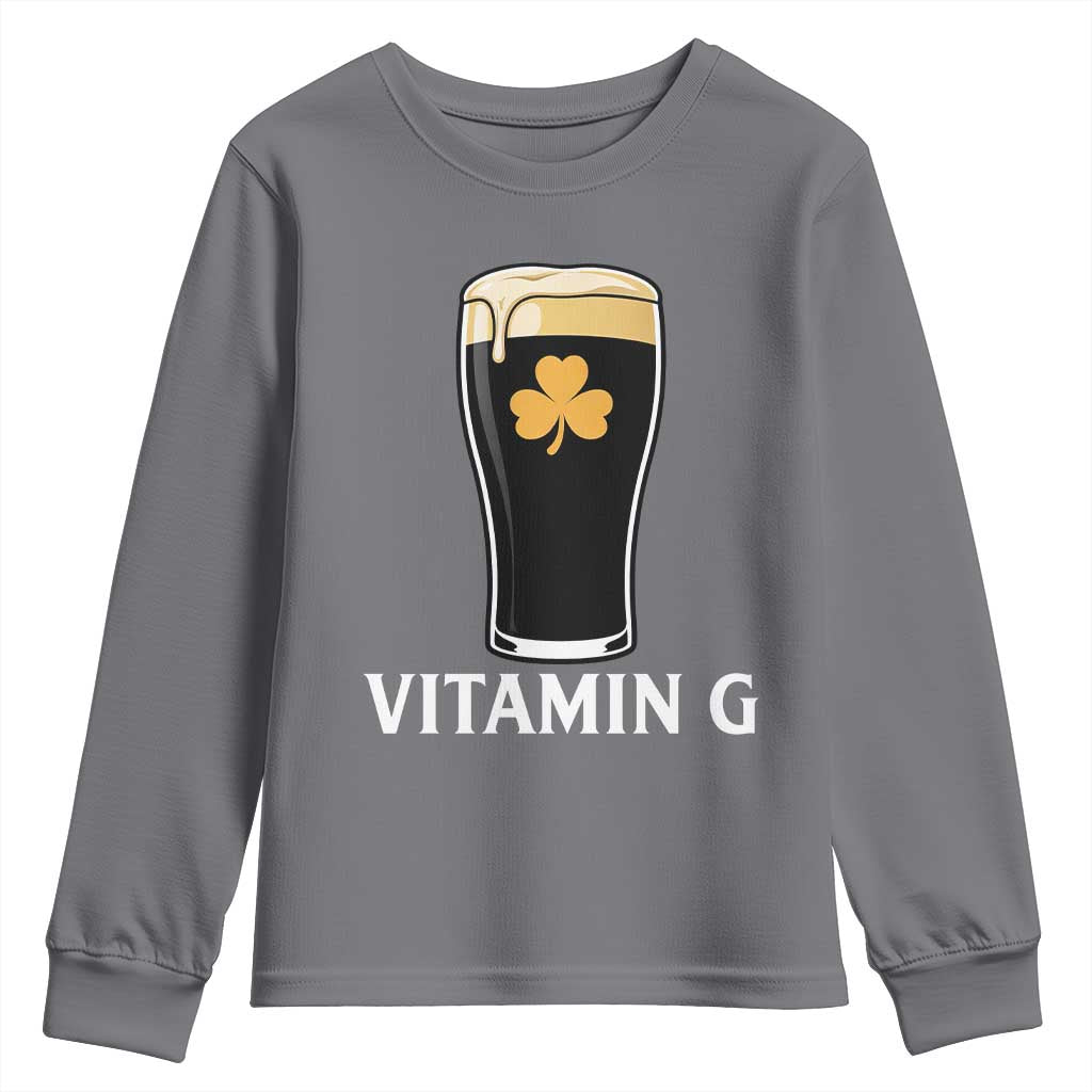 Vitamin G Funny Irish Stout Beer Youth Sweatshirt St. Patrick’s Day Drinking Humor TS02 Charcoal Print Your Wear