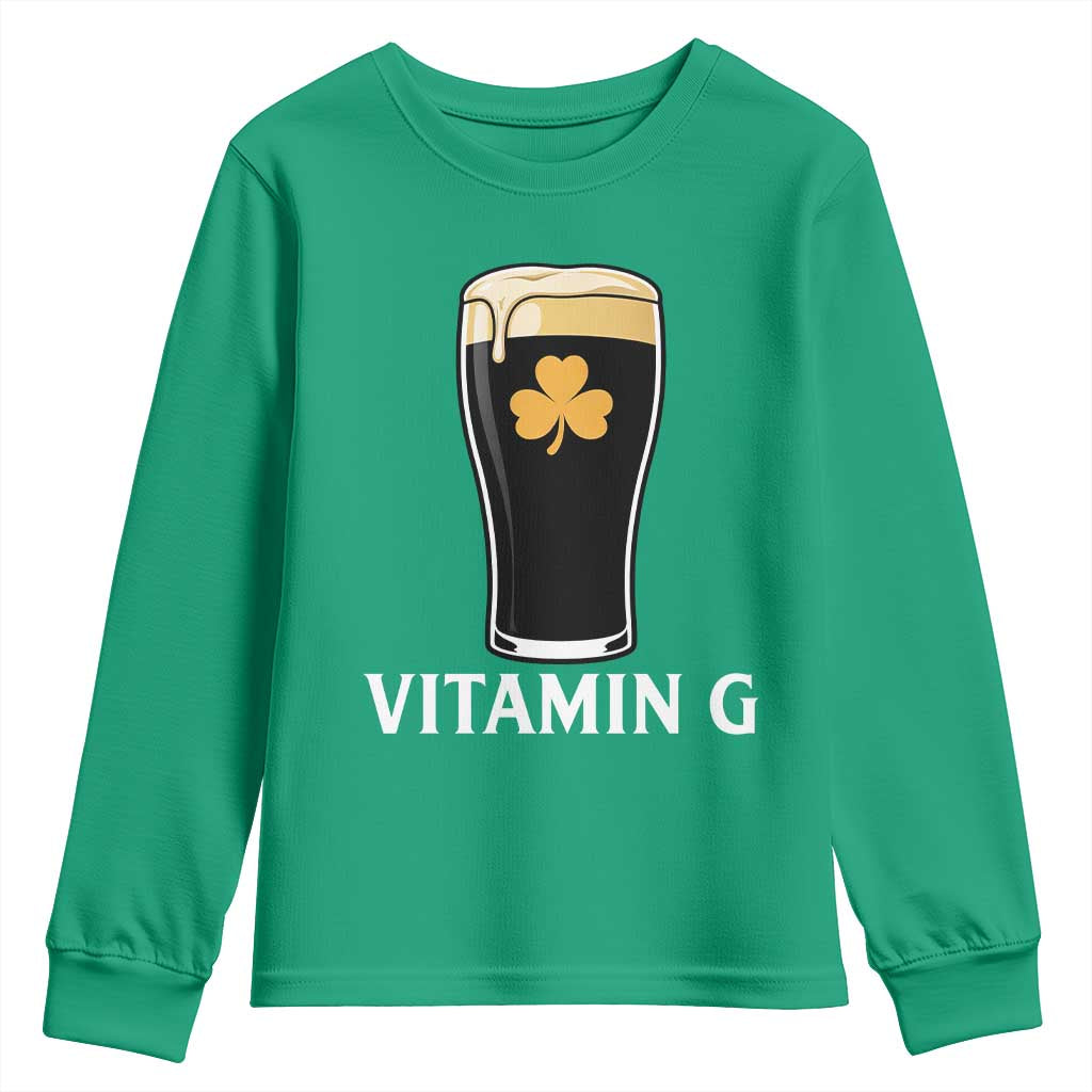 Vitamin G Funny Irish Stout Beer Youth Sweatshirt St. Patrick’s Day Drinking Humor TS02 Irish Green Print Your Wear