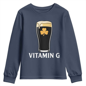 Vitamin G Funny Irish Stout Beer Youth Sweatshirt St. Patrick’s Day Drinking Humor TS02 Navy Print Your Wear