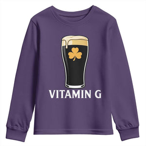 Vitamin G Funny Irish Stout Beer Youth Sweatshirt St. Patrick’s Day Drinking Humor TS02 Purple Print Your Wear