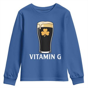 Vitamin G Funny Irish Stout Beer Youth Sweatshirt St. Patrick’s Day Drinking Humor TS02 Royal Blue Print Your Wear