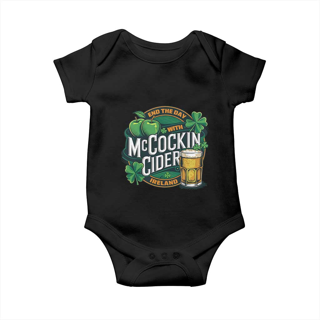 End the Day with McCockin Cider Baby Onesie Funny Irish Drinking Apple Cider St Patricks Day Adult Humor TS02 Black Print Your Wear