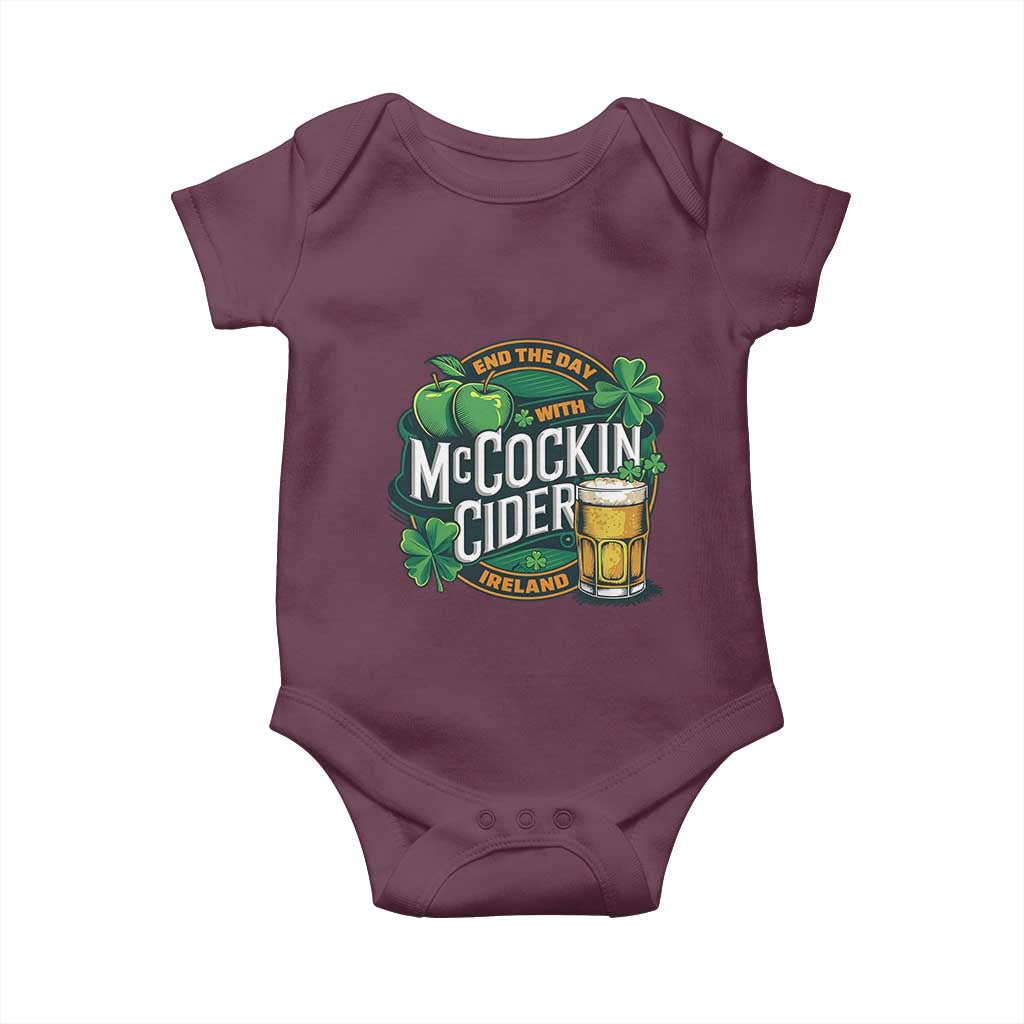 End the Day with McCockin Cider Baby Onesie Funny Irish Drinking Apple Cider St Patricks Day Adult Humor TS02 Maroon Print Your Wear