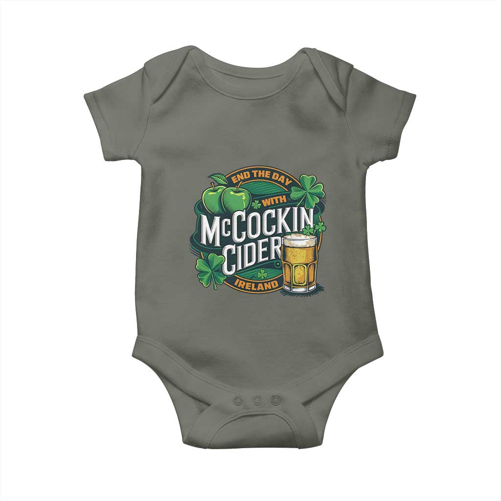 End the Day with McCockin Cider Baby Onesie Funny Irish Drinking Apple Cider St Patricks Day Adult Humor TS02 Military Green Print Your Wear