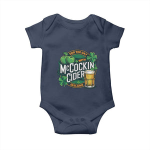 End the Day with McCockin Cider Baby Onesie Funny Irish Drinking Apple Cider St Patricks Day Adult Humor TS02 Navy Print Your Wear