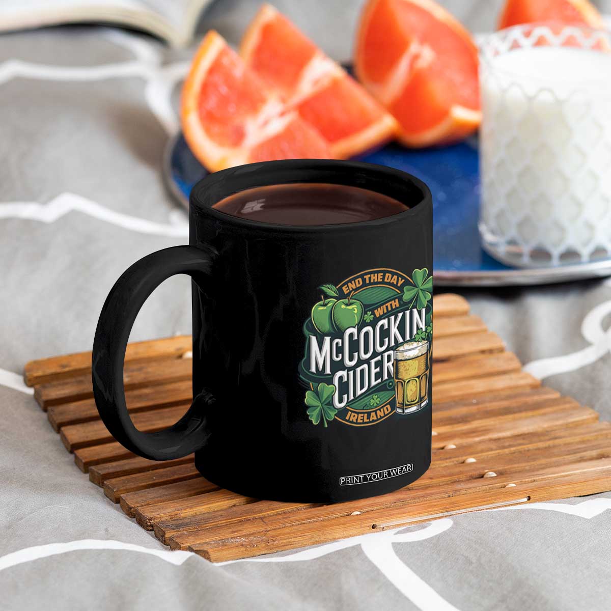 End the Day with McCockin Cider Coffee Mug Funny Irish Drinking Apple Cider St Patricks Day Adult Humor TS02 Print Your Wear
