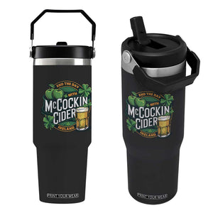End the Day with McCockin Cider Flip Straw Tumbler Funny Irish Drinking Apple Cider St Patricks Day Adult Humor TS02 One Size: 30 oz Black Print Your Wear