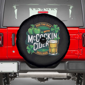 End the Day with McCockin Cider Spare Tire Cover Funny Irish Drinking Apple Cider St Patricks Day Adult Humor TS02 Black Print Your Wear