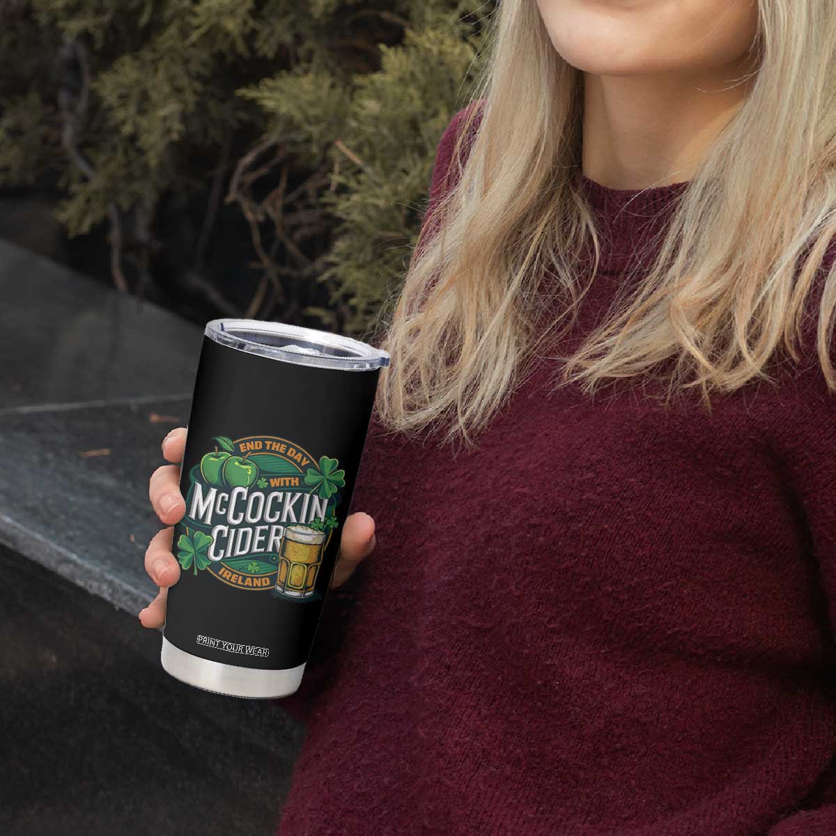 End the Day with McCockin Cider Tumbler Cup Funny Irish Drinking Apple Cider St Patricks Day Adult Humor TS02 Print Your Wear