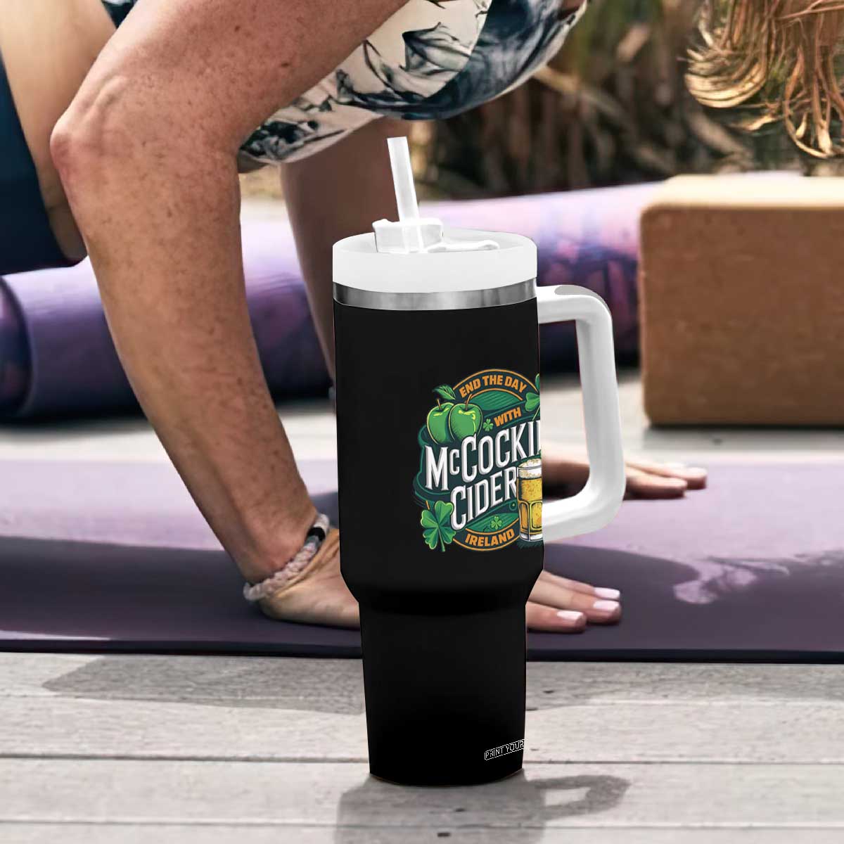 End the Day with McCockin Cider Tumbler With Handle Funny Irish Drinking Apple Cider St Patricks Day Adult Humor TS02 Print Your Wear