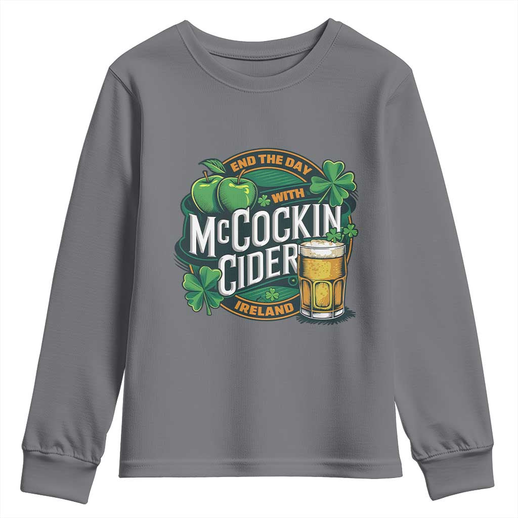 End the Day with McCockin Cider Youth Sweatshirt Funny Irish Drinking Apple Cider St Patricks Day Adult Humor TS02 Charcoal Print Your Wear