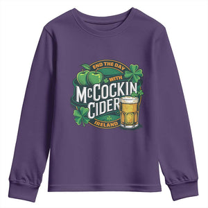 End the Day with McCockin Cider Youth Sweatshirt Funny Irish Drinking Apple Cider St Patricks Day Adult Humor TS02 Purple Print Your Wear
