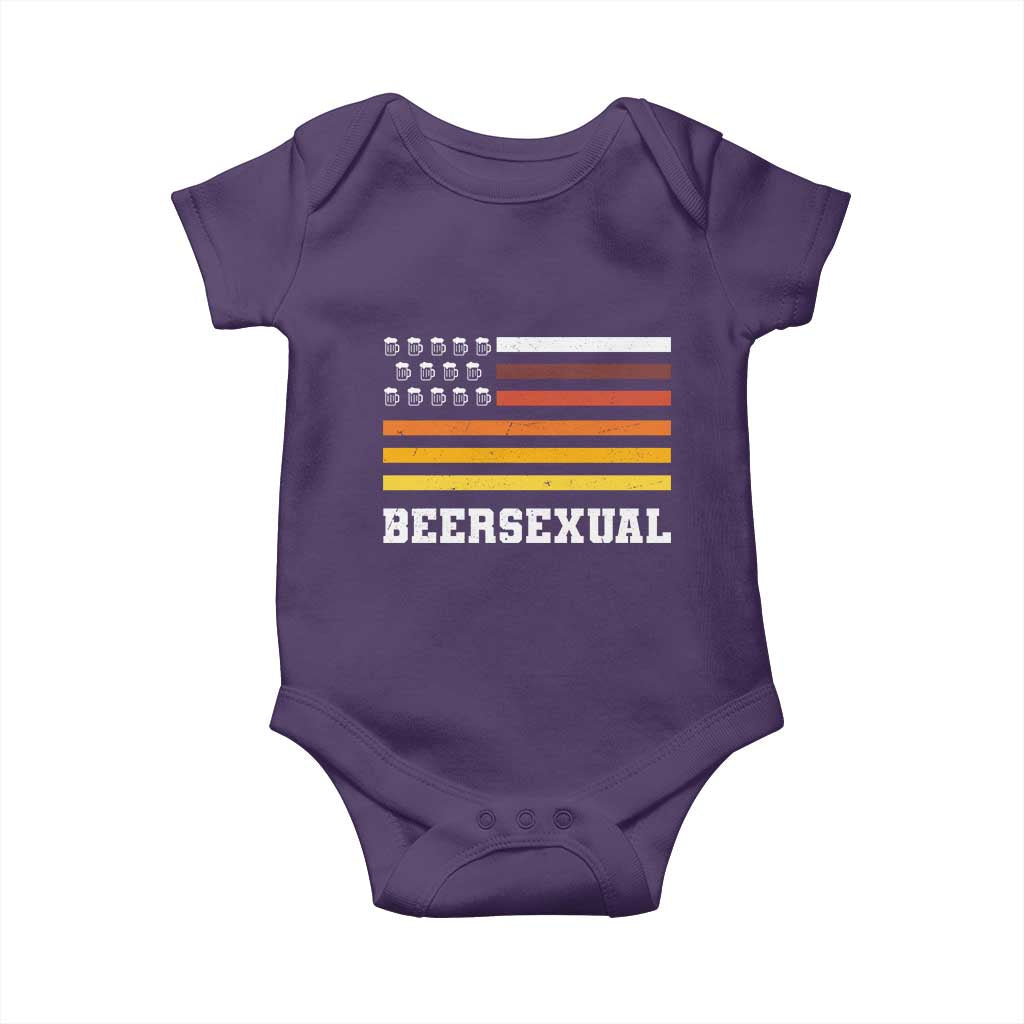 Beersexual Funny Beer Lover Graphic Baby Onesie Vintage American Flag Parody TS02 Purple Print Your Wear