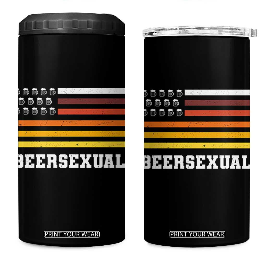 Beersexual Funny Beer Lover Graphic 4 in 1 Can Cooler Tumbler Vintage American Flag Parody TS02 One Size: 16 oz Black Print Your Wear