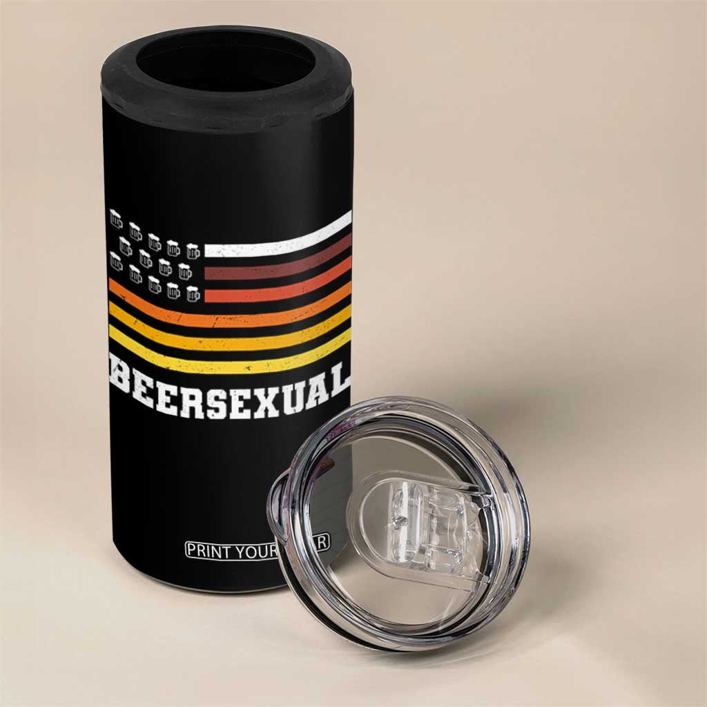 Beersexual Funny Beer Lover Graphic 4 in 1 Can Cooler Tumbler Vintage American Flag Parody TS02 Print Your Wear