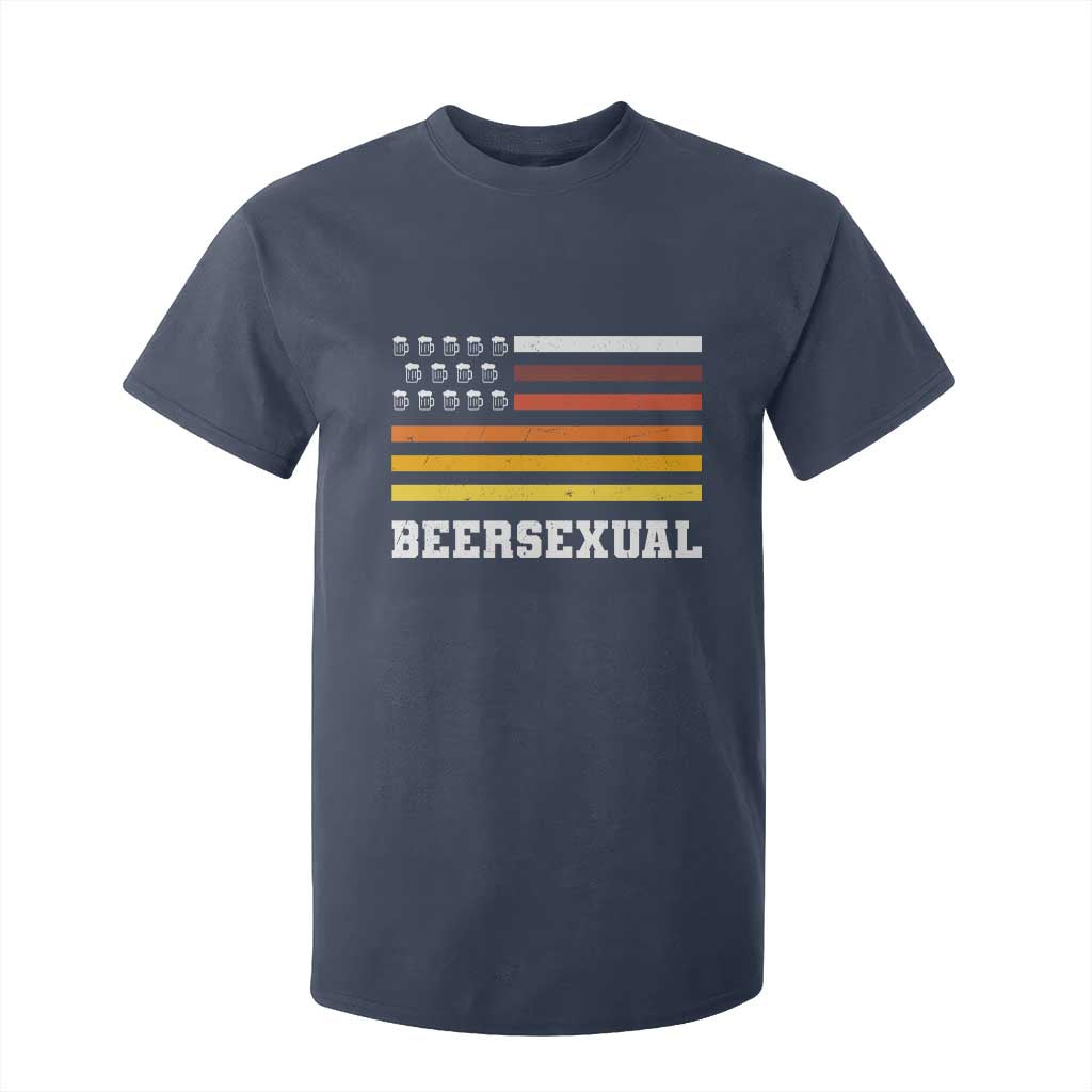 Beersexual Funny Beer Lover Graphic T Shirt For Kid Vintage American Flag Parody TS02 Navy Print Your Wear