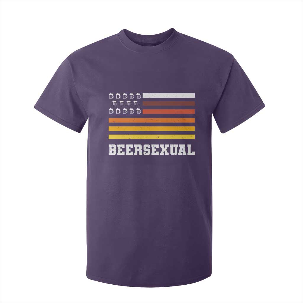 Beersexual Funny Beer Lover Graphic T Shirt For Kid Vintage American Flag Parody TS02 Purple Print Your Wear