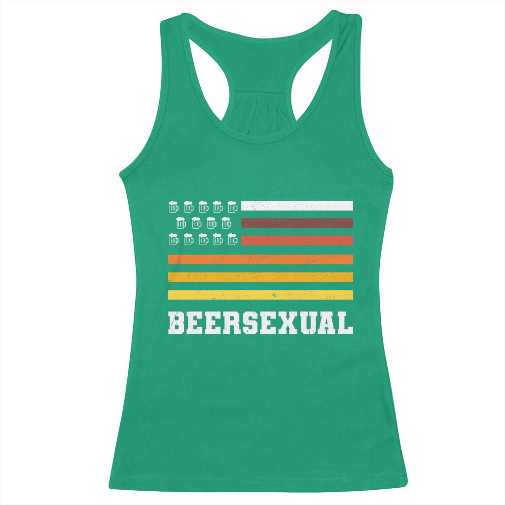 Beersexual Funny Beer Lover Graphic Racerback Tank Top Vintage American Flag Parody TS02 Irish Green Print Your Wear