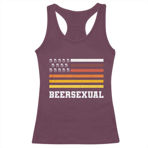 Beersexual Funny Beer Lover Graphic Racerback Tank Top Vintage American Flag Parody TS02 Maroon Print Your Wear
