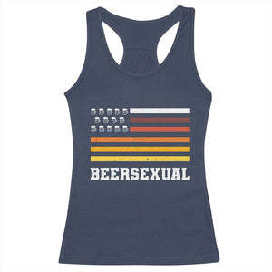 Beersexual Funny Beer Lover Graphic Racerback Tank Top Vintage American Flag Parody TS02 Navy Print Your Wear