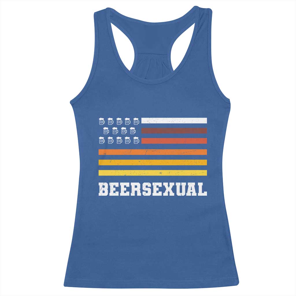 Beersexual Funny Beer Lover Graphic Racerback Tank Top Vintage American Flag Parody TS02 Royal Blue Print Your Wear