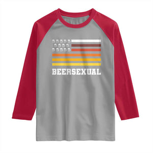 Beersexual Funny Beer Lover Graphic Raglan Shirt Vintage American Flag Parody TS02 Sport Gray Red Print Your Wear