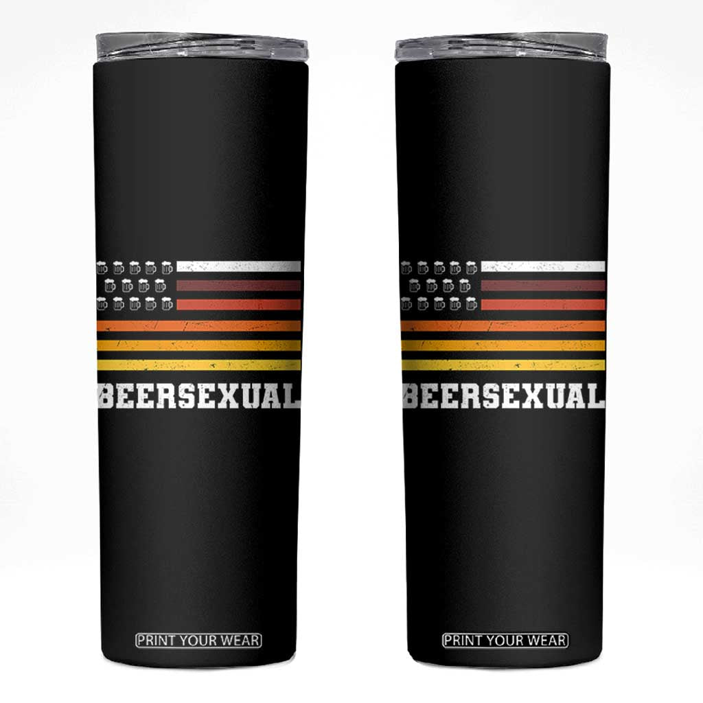 Beersexual Funny Beer Lover Graphic Skinny Tumbler Vintage American Flag Parody TS02 Black Print Your Wear