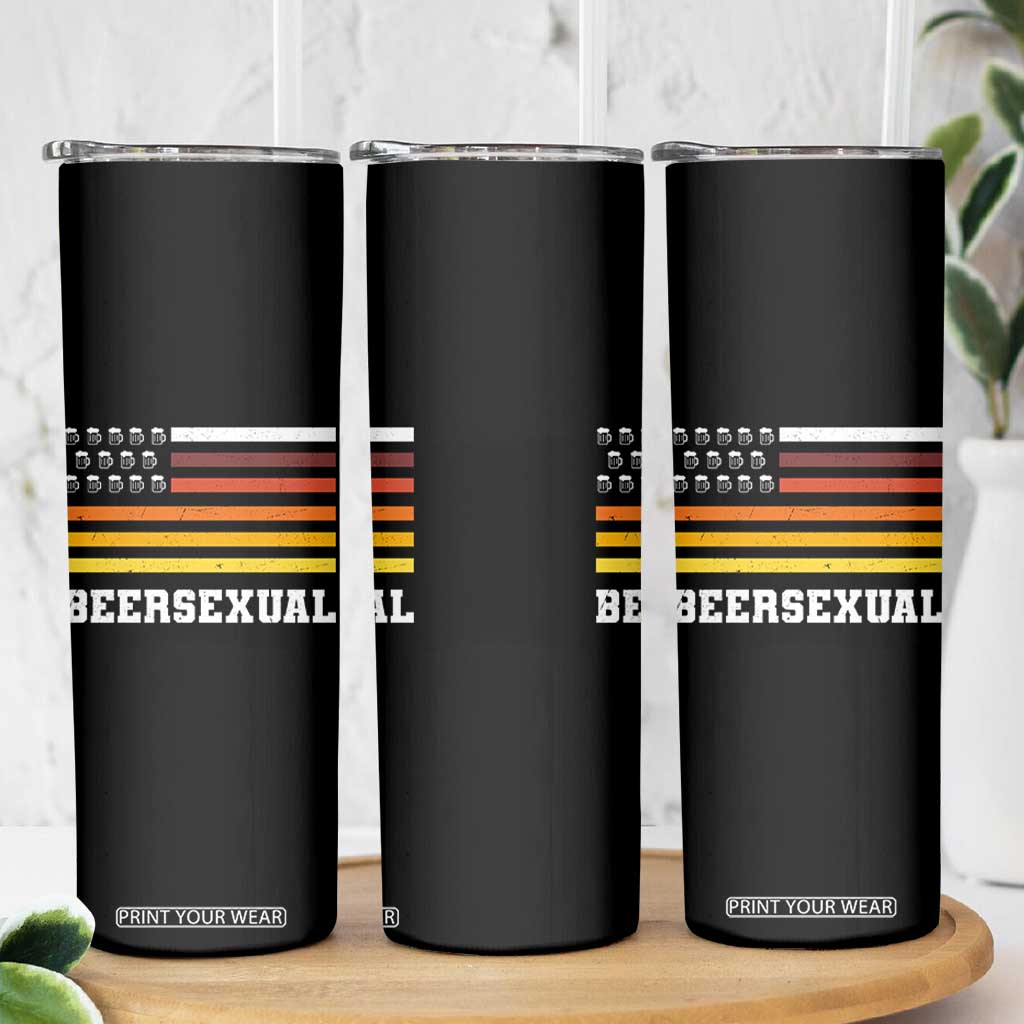 Beersexual Funny Beer Lover Graphic Skinny Tumbler Vintage American Flag Parody TS02 Print Your Wear