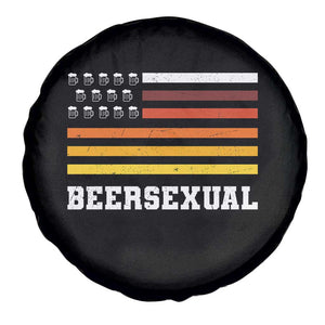 Beersexual Funny Beer Lover Graphic Spare Tire Cover Vintage American Flag Parody TS02 Print Your Wear