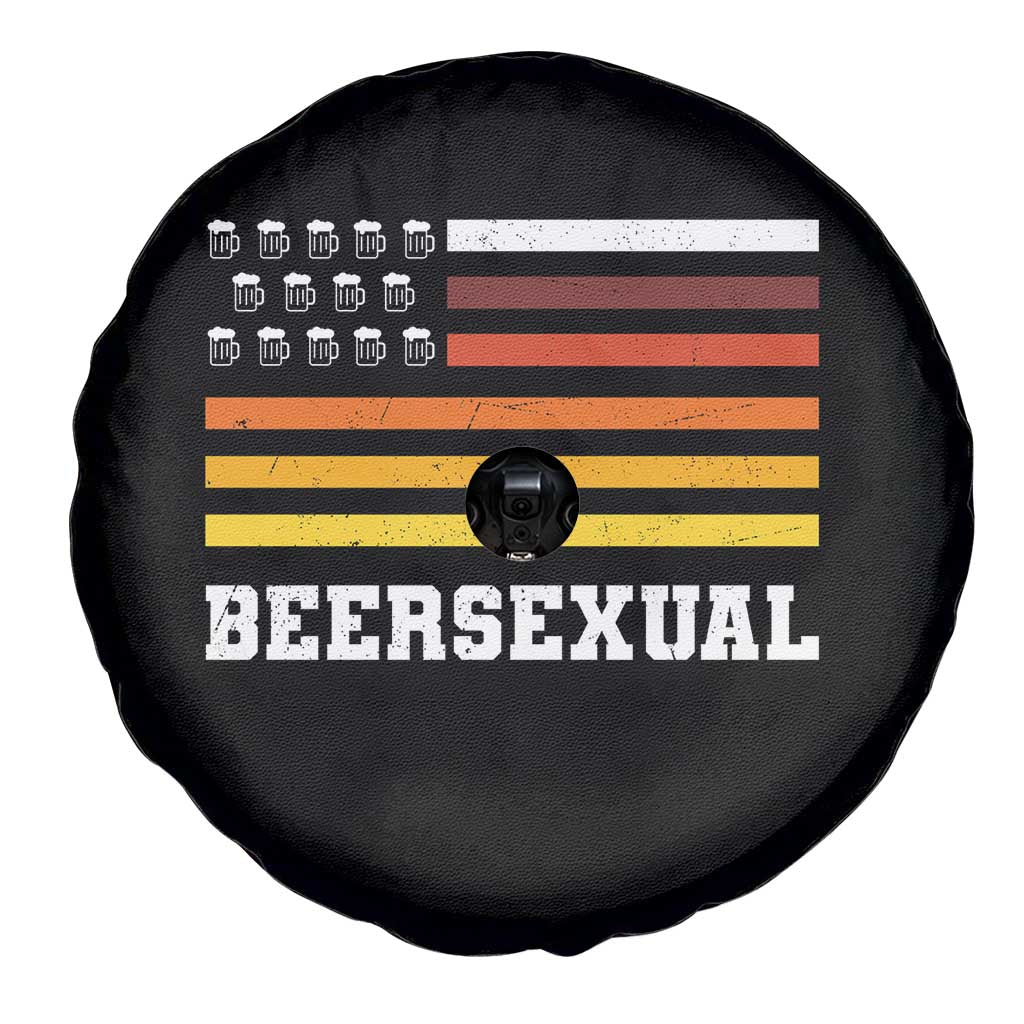 Beersexual Funny Beer Lover Graphic Spare Tire Cover Vintage American Flag Parody TS02 Print Your Wear