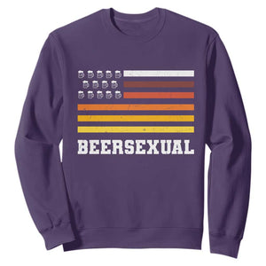 Beersexual Funny Beer Lover Graphic Sweatshirt Vintage American Flag Parody TS02 Purple Print Your Wear