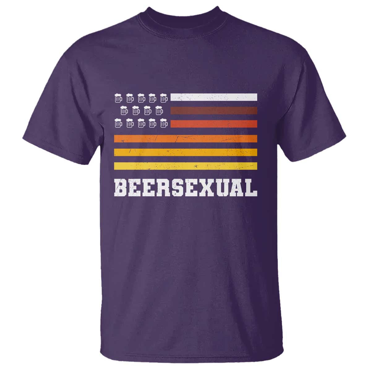 Beersexual Funny Beer Lover Graphic T Shirt Vintage American Flag Parody TS02 Purple Print Your Wear