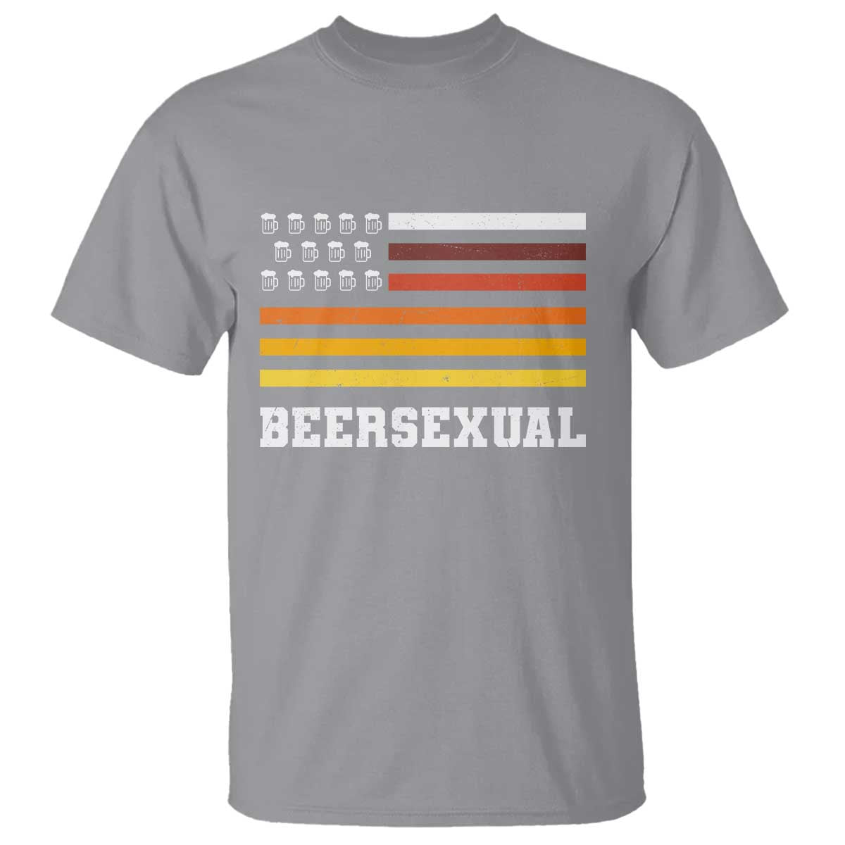Beersexual Funny Beer Lover Graphic T Shirt Vintage American Flag Parody TS02 Sport Gray Print Your Wear
