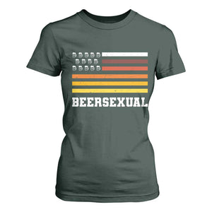 Beersexual Funny Beer Lover Graphic T Shirt For Women Vintage American Flag Parody TS02 Dark Forest Green Print Your Wear