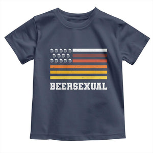 Beersexual Funny Beer Lover Graphic Toddler T Shirt Vintage American Flag Parody TS02 Navy Print Your Wear