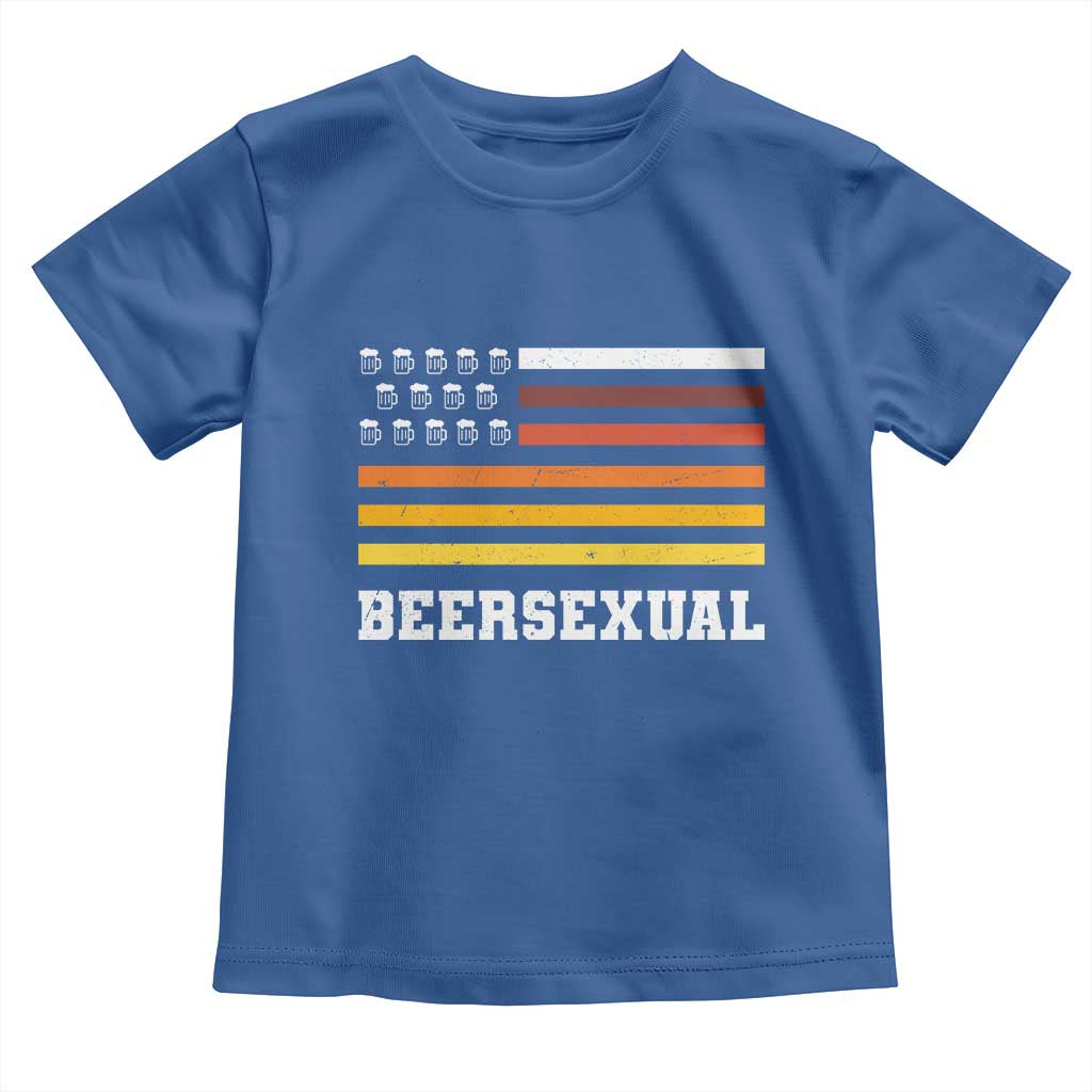 Beersexual Funny Beer Lover Graphic Toddler T Shirt Vintage American Flag Parody TS02 Royal Blue Print Your Wear