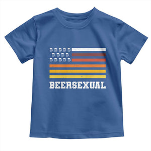Beersexual Funny Beer Lover Graphic Toddler T Shirt Vintage American Flag Parody TS02 Royal Blue Print Your Wear