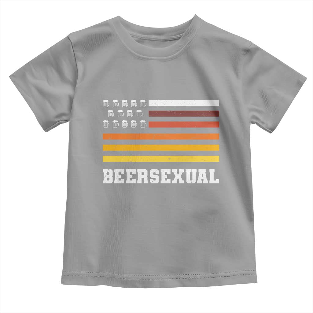 Beersexual Funny Beer Lover Graphic Toddler T Shirt Vintage American Flag Parody TS02 Sport Gray Print Your Wear