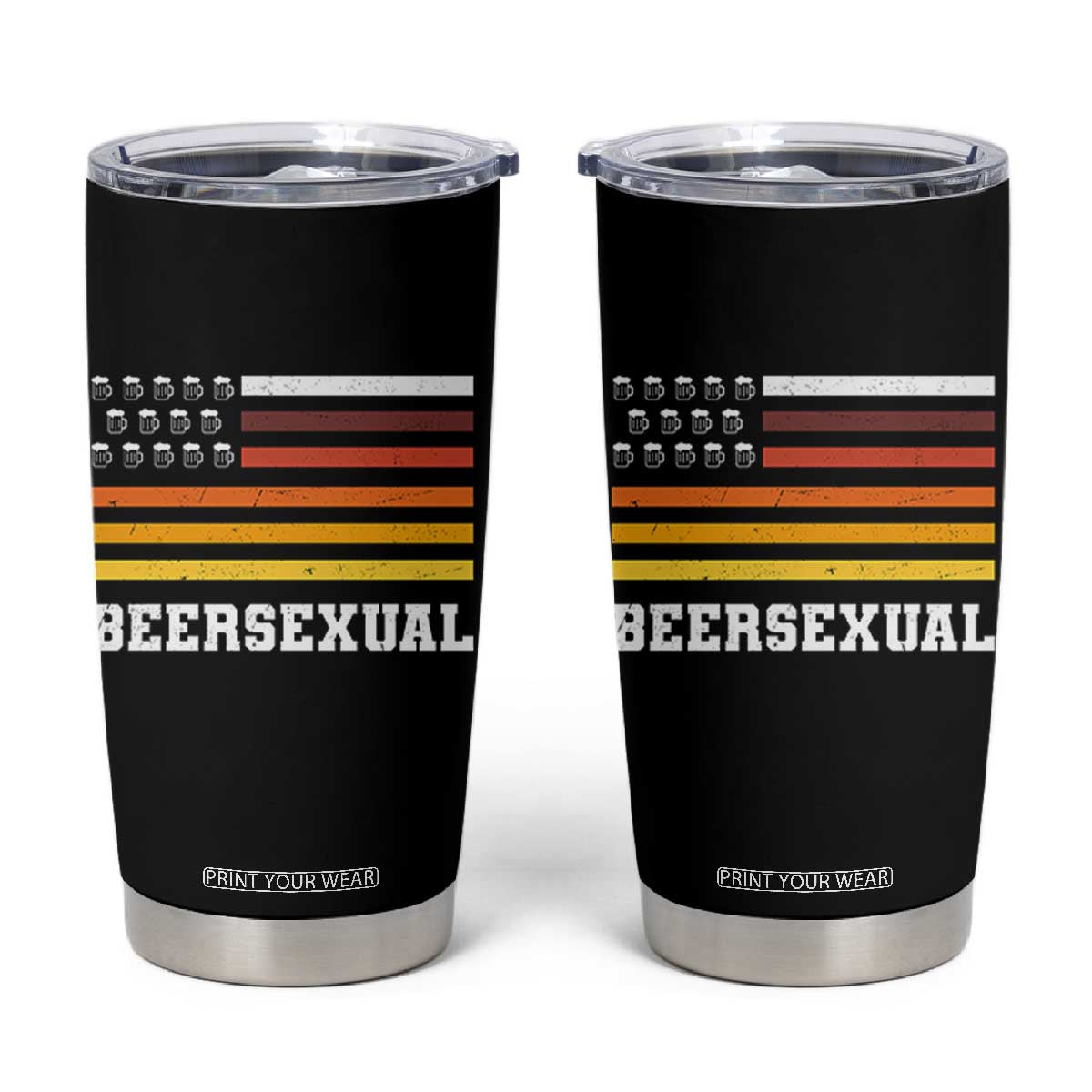 Beersexual Funny Beer Lover Graphic Tumbler Cup Vintage American Flag Parody TS02 Black Print Your Wear